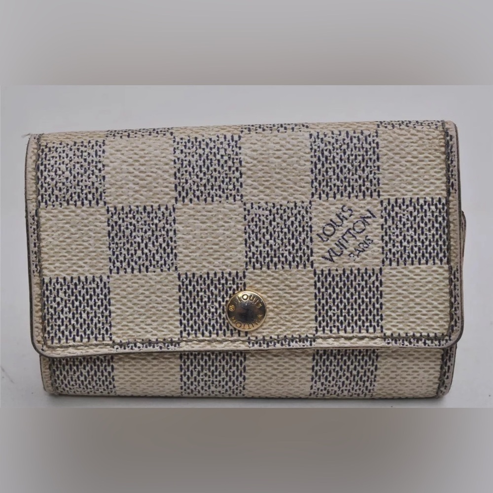 Used Authentic Louis Vuitton Damier Azur Multicles 6 Key Case Holder